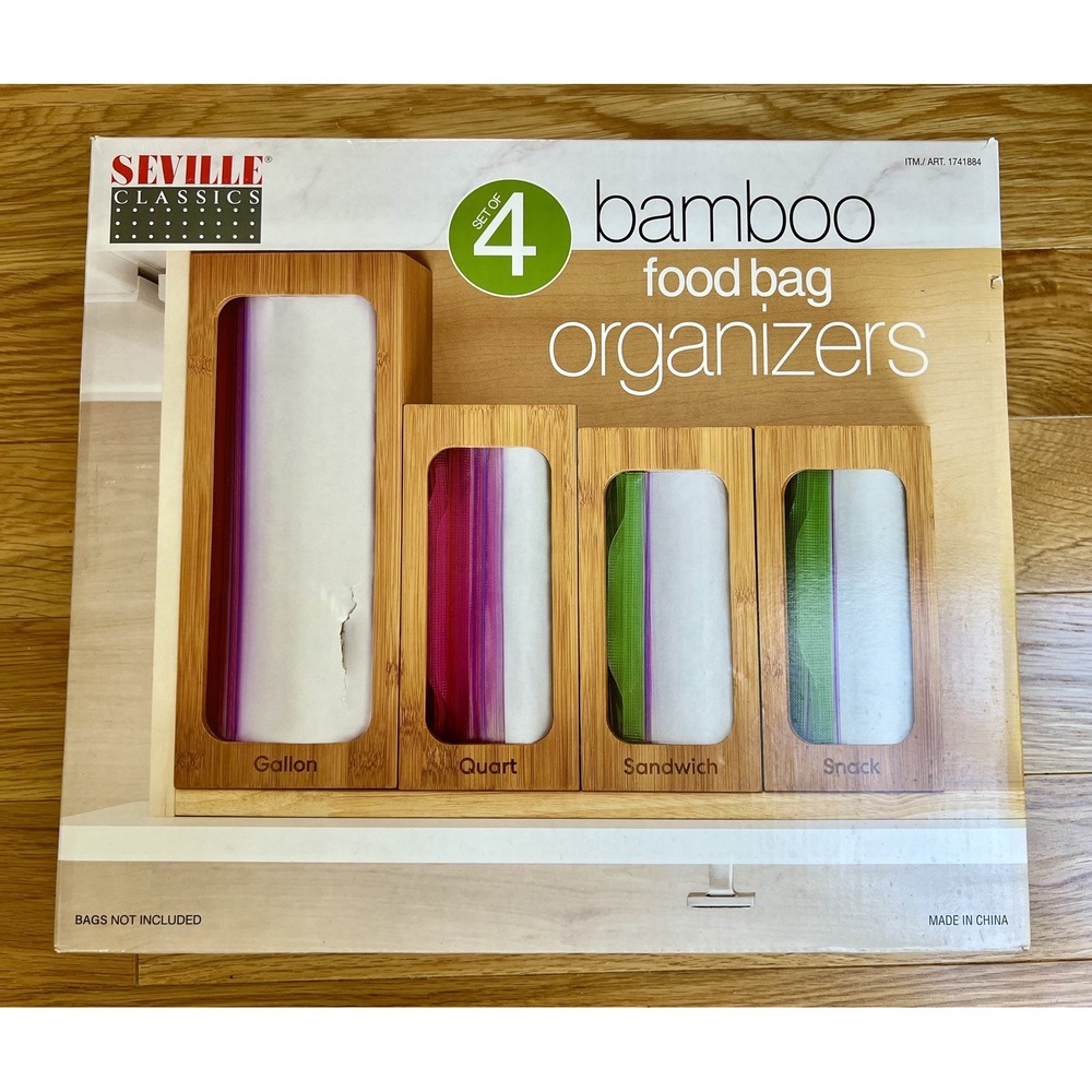 Seville Bag bamboo Storage Organizer for Drawer Bamboo Bag Organizer ( 4 piece )